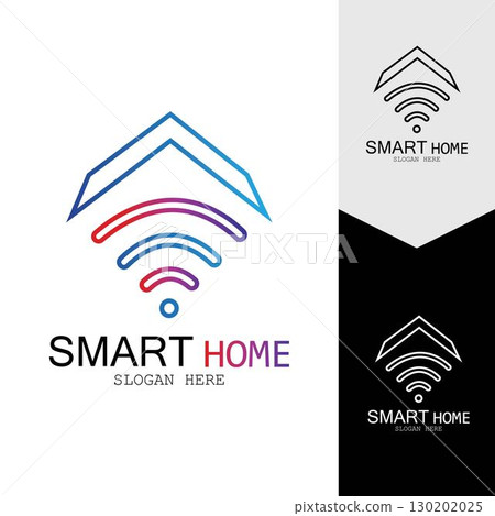 Wifi House Vector Logo.Smart City Tech Icon Vector. City Net Logo Concept Vector 130202025
