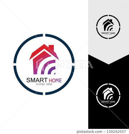 Wifi House Vector Logo.Smart City Tech Icon Vector. City Net Logo Concept Vector Wifi House Vector Logo.Smart City Tech Icon Vector. City Net Logo Concept Vector 130202037