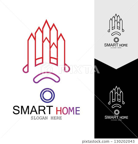 Wifi House Vector Logo.Smart City Tech Icon Vector. City Net Logo Concept Vector Wifi House Vector Logo.Smart City Tech Icon Vector. City Net Logo Concept Vector 130202043