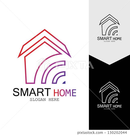Wifi House Vector Logo.Smart City Tech Icon Vector. City Net Logo Concept Vector Wifi House Vector Logo.Smart City Tech Icon Vector. City Net Logo Concept Vector 130202044