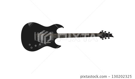 Black Electric Guitar Music Instrument Rock Band Equipment Vector Illustration Black Electric Guitar Music Instrument Rock Band Equipment Vector Illustration 130202325