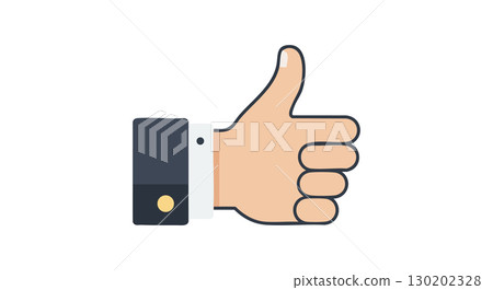 Thumbs up hand gesture approval icon in business suit sleeve vector illustration 130202328