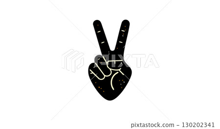 Hand showing peace sign victory gesture black vector illustration Hand showing peace sign victory gesture black vector illustration 130202341