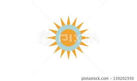 Sun symbol with orange center and blue ring vector illustration bright and simple design 130202350