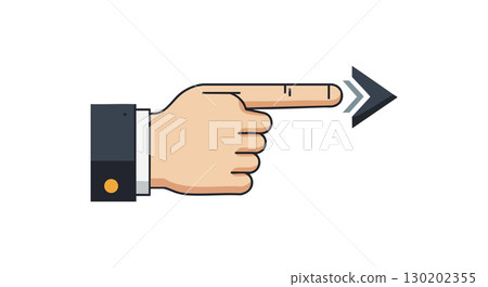 Hand pointing right direction with arrow symbol vector illustration simple design Hand pointing right direction with arrow symbol vector illustration simple design 130202355