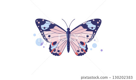 Butterfly with pink and blue wings vector illustration in soft style 130202383