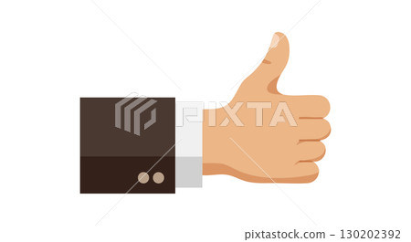 Hand giving thumbs up gesture in business suit vector illustration positive approval symbol 130202392