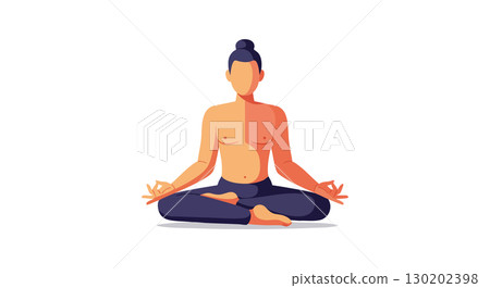 Person meditating in lotus position with calm expression vector illustration Person meditating in lotus position with calm expression vector illustration 130202398