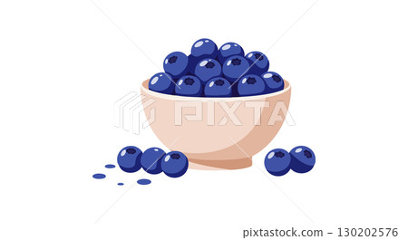 Blueberry bowl with fresh blueberries vector illustration of fresh fruit snack natural and healthy Blueberry bowl with fresh blueberries vector illustration of fresh fruit snack natural and healthy 130202576