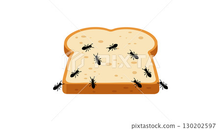 Ants Crawling on Slice of Bread Vector Illustration Showing Insect Activity 130202597
