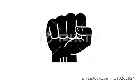 Raised Black Fist Symbol of Power and Resistance Vector Graphic Artwork 130202624