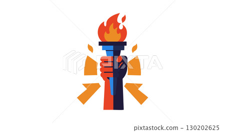 Hand Holding Flaming Torch Symbol of Freedom and Strength Vector Illustration Hand Holding Flaming Torch Symbol of Freedom and Strength Vector Illustration 130202625