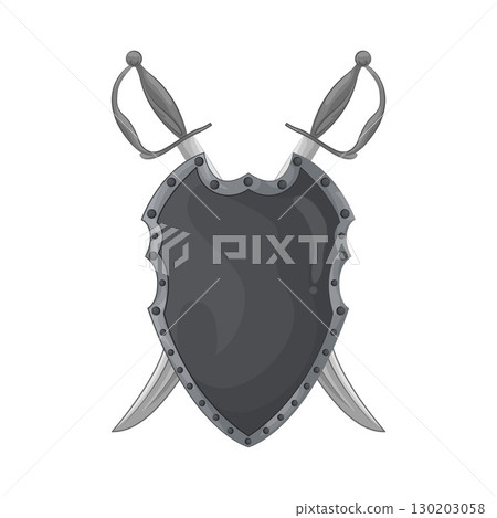 Illustration of Shield with crossed swords 130203058