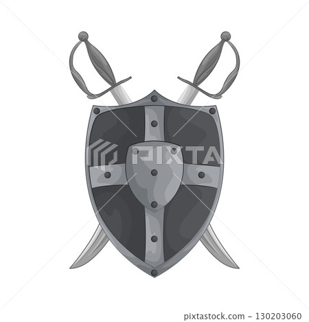 Illustration of Shield with crossed swords 130203060