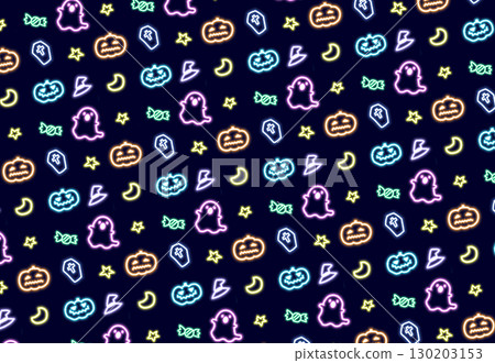Neon style Halloween seamless pattern background illustration Neon style Halloween seamless pattern background illustration 130203153