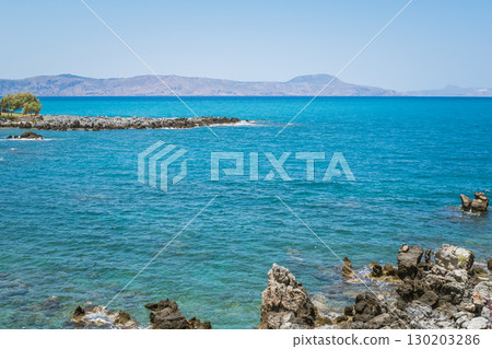 Beautiful Cretan landscape and rocky Mediterranean beach Beautiful Cretan landscape and rocky Mediterranean beach 130203286