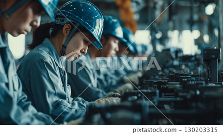 工廠裡認真的工人們 130203315