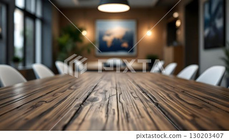 A fully-equipped meeting room featuring a conference table and chairs, perfect for office discussions and collaboration 130203407