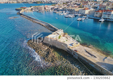 Chania, Crete. 22 January 2023. Scenic walk to the Venetian Lighthouse. Chania, Crete. 22 January 2023. Scenic walk to the Venetian Lighthouse. 130203662