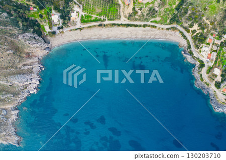 Scenic Beach View from a Drone in Southern Crete, Libyan Sea Scenic Beach View from a Drone in Southern Crete, Libyan Sea 130203710