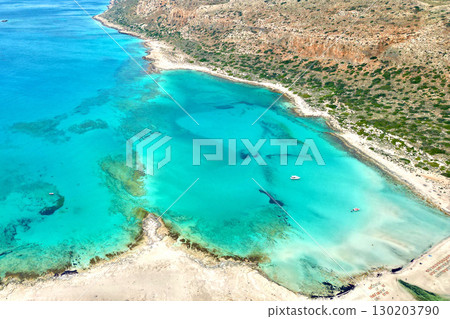 Multicolored sea and incredible beaches of Balos Bay, Crete, where three seas meet 130203790