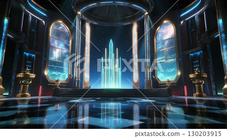 遊戲背景：賽博與哥德融合的3D舞台與聚光燈 130203915