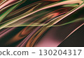 3D render of abstract flowing shape with smooth reflective texture in warm tones. 130204317
