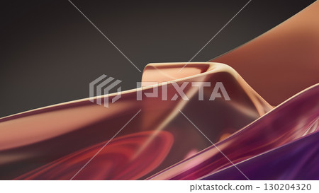Dynamic wave of translucent material on dark backdrop. Abstract 3D render background Dynamic wave of translucent material on dark backdrop. Abstract 3D render background 130204320