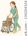 推輪椅的女護士插圖（護理/上門護理） 130204324