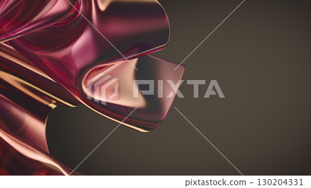 Pink and gold glossy folds on dark background. Abstract background with fluid structure Pink and gold glossy folds on dark background. Abstract background with fluid structure 130204331