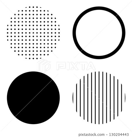 Round geometric shape illustration material, black, simple dot pattern and stripes, vector png transparent 130204443
