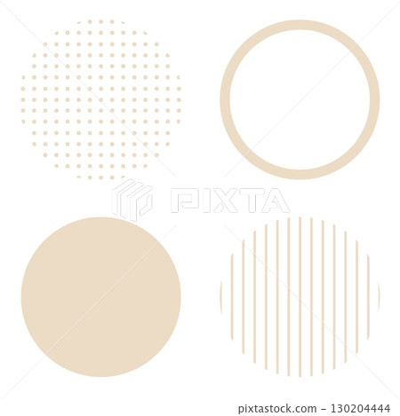 Round circle geometric shape illustration material, beige/light brown, simple dots and stripes, vector png 130204444