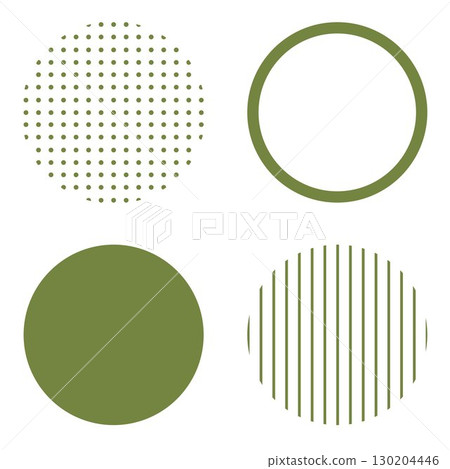 Round geometric shape illustration material, dark green, simple dot pattern and stripes, vector png transparent 130204446