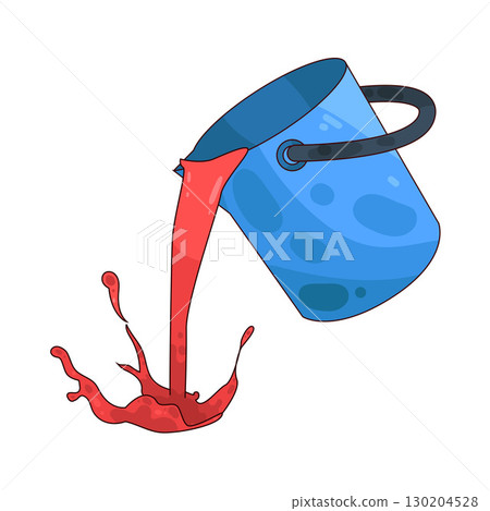 illustration of pouring paint bucket illustration of pouring paint bucket 130204528