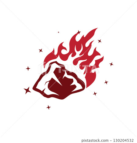 outer space concept with meteorite logo, space rock as asteroid simple silhouette vintage symbol illustration brand or business product and design template 130204532