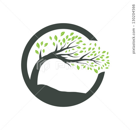 tree silhouette concept children playground logo natural tree concept as a playground and green forest tree nature as a product brand symbol or poster illustration template 130204566