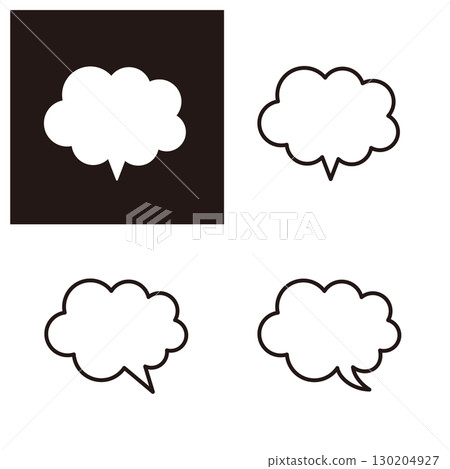 一組不規則、蓬鬆、雲朵的對話泡泡 130204927