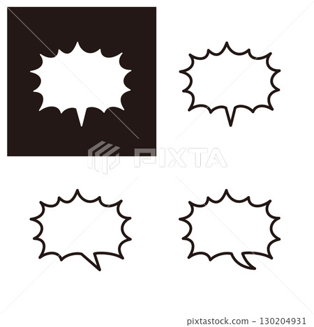 A set of pop speech bubbles with irregular spikes that express caution or shouting 130204931