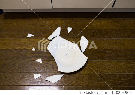A plate that fell to the floor and broke 130204963