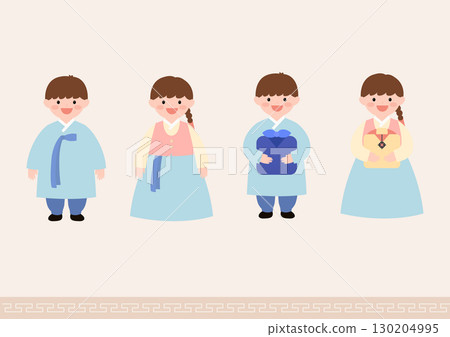 Cute children wearing traditional Korean clothing. 130204995