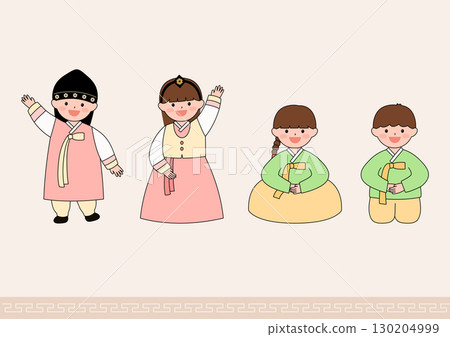 Cute children wearing traditional Korean clothing. 130204999
