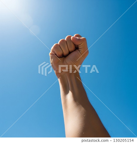 (AI generated) Raised fist, empty back 130205154