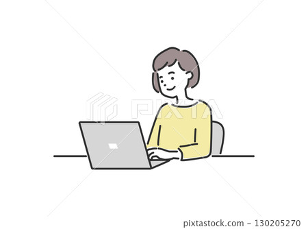 Illustration material of a woman searching for work or the internet on a PC 130205270