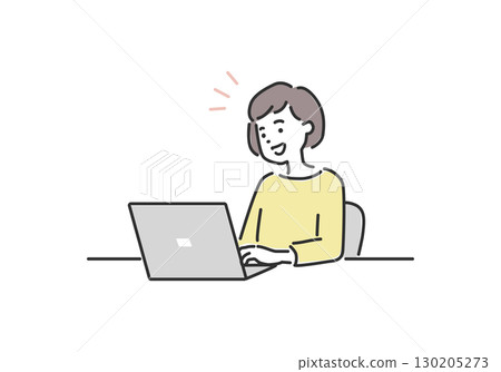 Illustration material of a woman searching for work or the internet on a PC 130205273