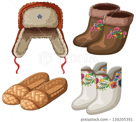 Traditional Russian Winter Clothing and Footwear Collection 130205391