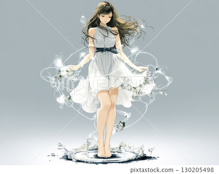 身披閃電的電妖精的插畫素材 身披閃電的電妖精的插畫素材 130205498