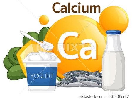 Calcium Rich Foods and Dietary Sources Illustration 130205517