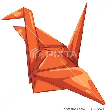 Orange Origami Crane Bird Vector Illustration 130205521