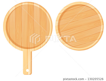 Round Wooden Cutting Boards Top View Illustration Round Wooden Cutting Boards Top View Illustration 130205526