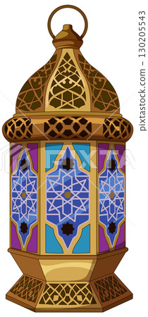 Traditional Middle Eastern Lantern with Geometric Stained Glass Panels Traditional Middle Eastern Lantern with Geometric Stained Glass Panels 130205543